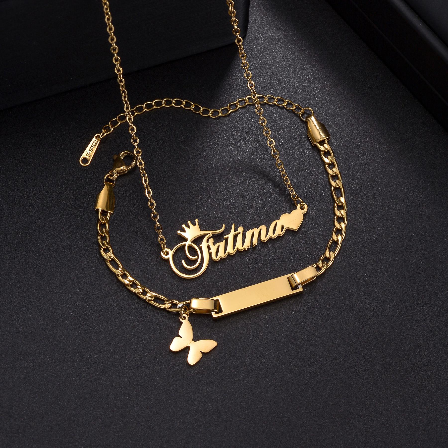 Atoztide Personalized Custom Names Necklace Bracelet Jewelry Set For Baby Kids Stainless Steel Figaro Chain Birthday Gift Silver color
Atoztide Personalized Custom Names Necklace Bracelet Jewelry Set For Baby Kids Stainless Steel Figaro Chain Birthday Gift Silver color
