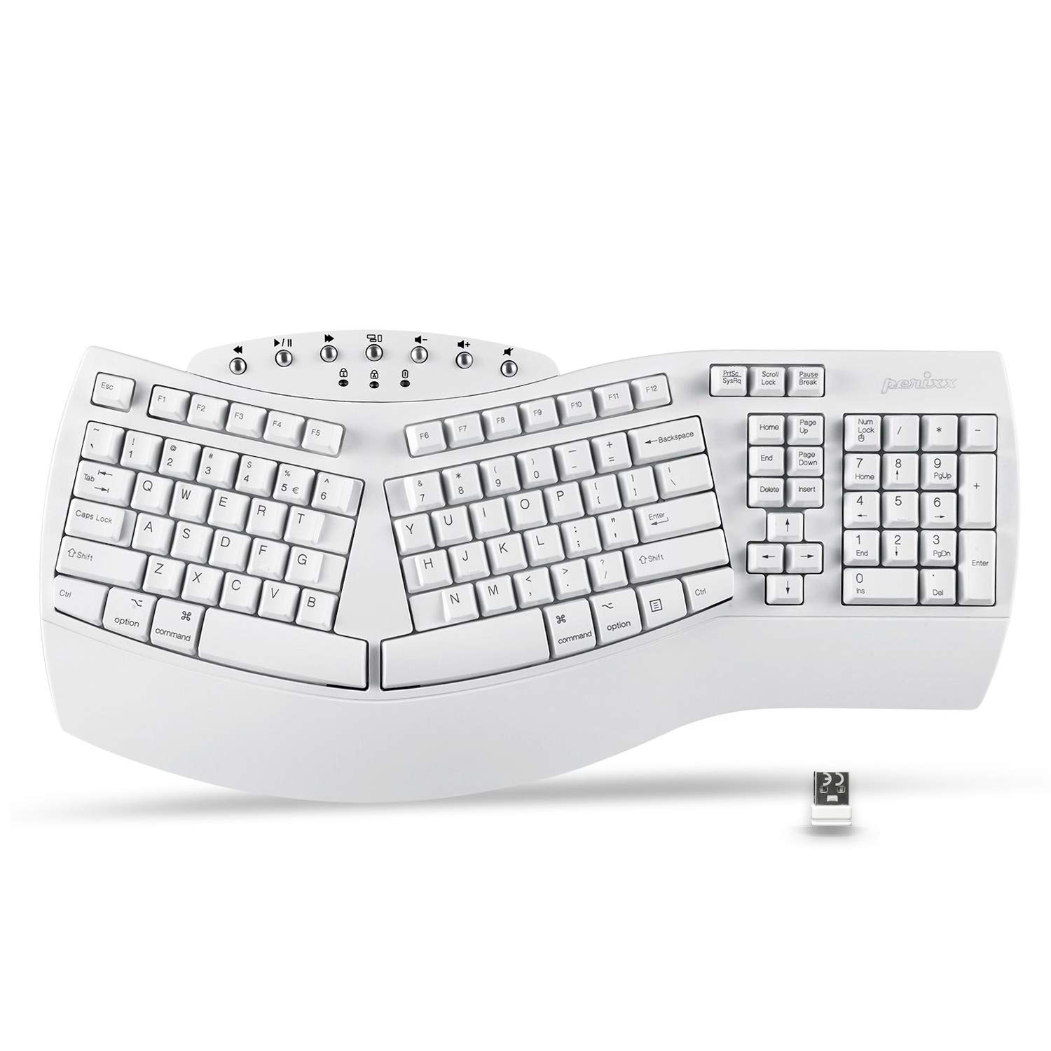 Perixx Ergonomic Keyboard Wireless Ergonomic Wireless Compatible with Windows Guaranteed English Layout PERIBOARD-612W Bluetooth/2.4GHz 10/MacOSX білий
Perixx Ergonomic Keyboard Wireless Ergonomic Wireless Compatible with Windows Guaranteed English Layout PERIBOARD-612W Bluetooth/2.4GHz 10/MacOSX білий