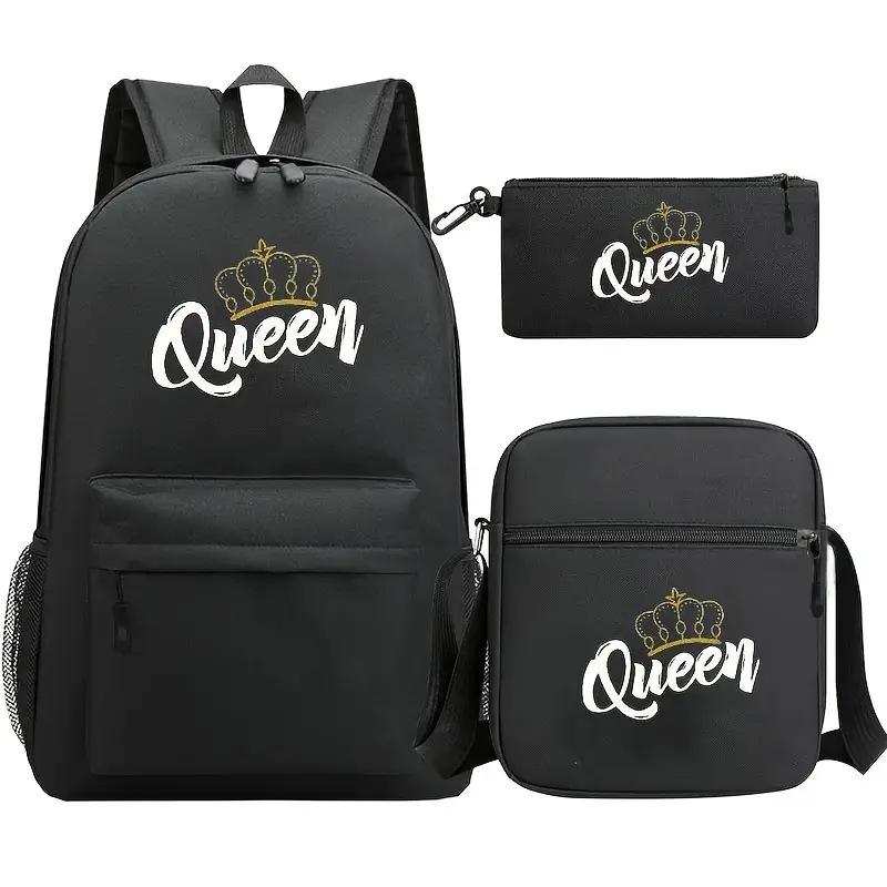 King Queen Backpack Cute Student School Bag Pink School Bag Couple Backpack Heat Printing Backpack Three piece set
King Queen Backpack Cute Student School Bag Pink School Bag Couple Backpack Heat Printing Backpack Three piece set