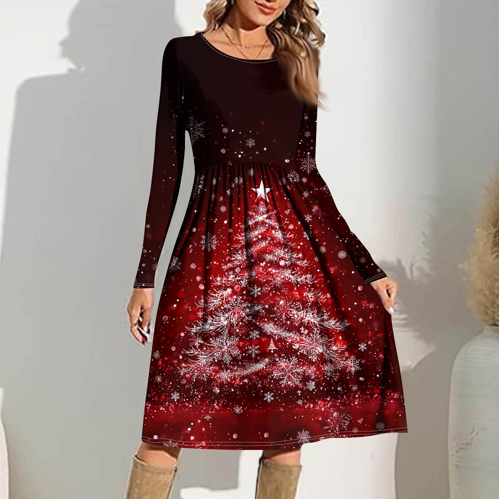 Женское повседневное платье с градиентным принтом, весеннее, с карманом, с круглым вырезом, с длинным рукавом XL винный
Женское повседневное платье с градиентным принтом, весеннее, с карманом, с круглым вырезом, с длинным рукавом XL винный