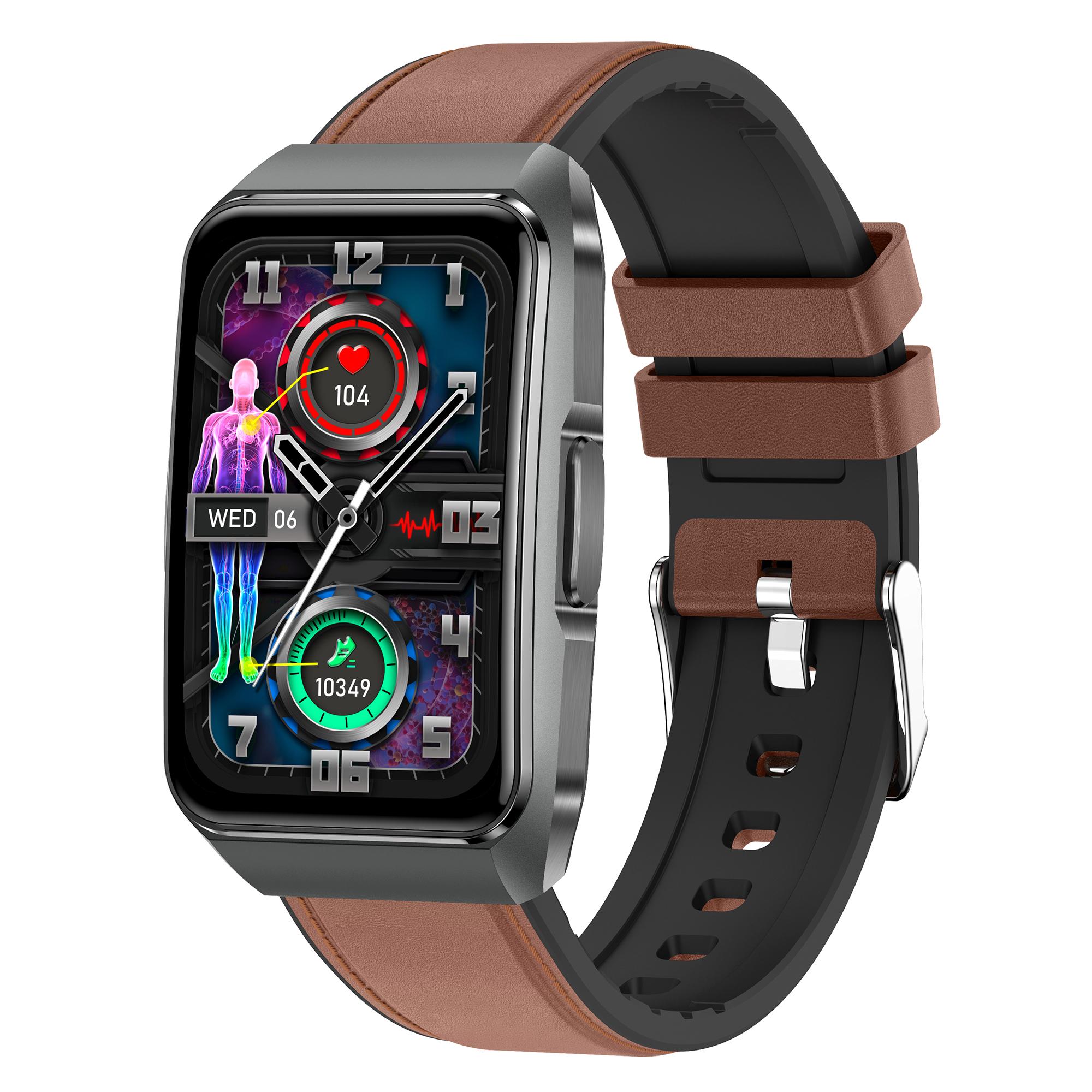 ET650 Leather+Silicone Strap Smart Bracelet Body Temperature Health Monitor Bluetooth-Compatible Call Smart Watch Brown
ET650 Leather+Silicone Strap Smart Bracelet Body Temperature Health Monitor Bluetooth-Compatible Call Smart Watch Brown