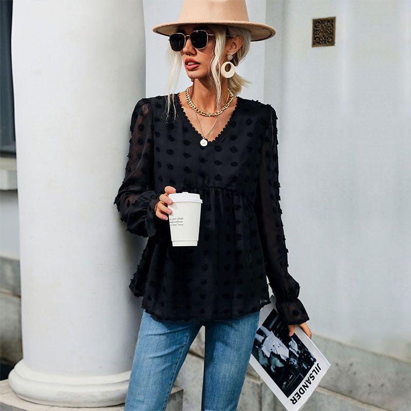 Solid Color V-Neck Loose Top Long Sleeve Shirt Solid Color and V-neck Loose Female Black XL
Solid Color V-Neck Loose Top Long Sleeve Shirt Solid Color and V-neck Loose Female Black XL