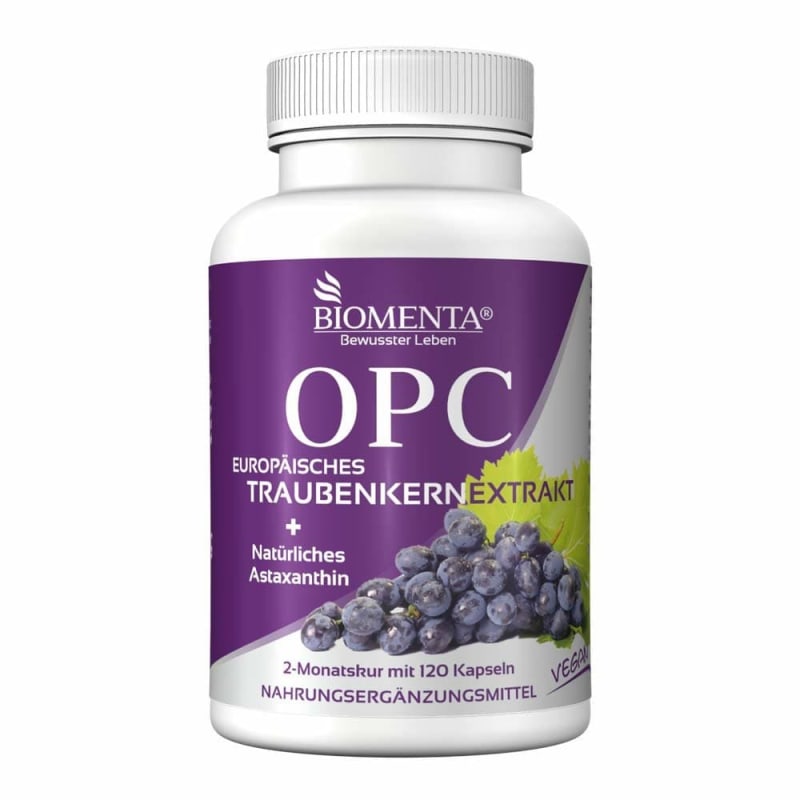 BIOMENTA OPC Grape Seed Extract + Astaxanthin + Vitamin A, C, E 120 Capsules
BIOMENTA OPC Grape Seed Extract + Astaxanthin + Vitamin A, C, E 120 Capsules