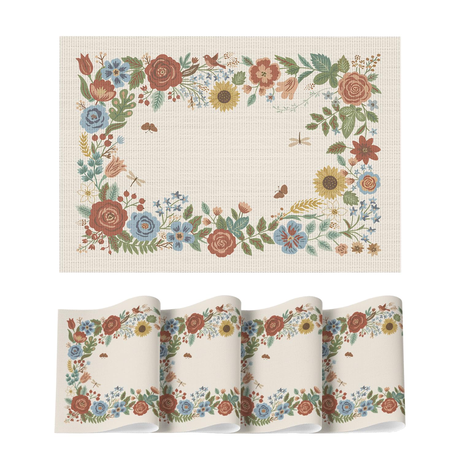 Beige Florals Butterfly Spring Vinyl Placemats Set of 4, Washable Non-Slip Plastic Table Mats 12 x 18 , Rectangular 4 Pcs
Beige Florals Butterfly Spring Vinyl Placemats Set of 4, Washable Non-Slip Plastic Table Mats 12 x 18 , Rectangular 4 Pcs