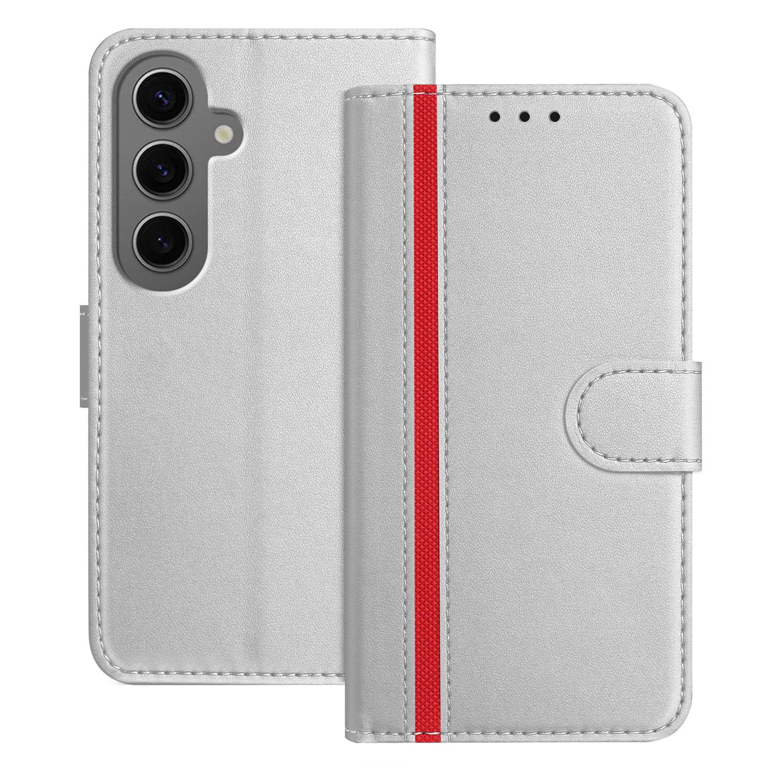 For Samsung Galaxy S24+ Phone Cases Wallet Stand Color Splicing Leather Cover with Magnetic Clasp Silver
For Samsung Galaxy S24+ Phone Cases Wallet Stand Color Splicing Leather Cover with Magnetic Clasp Silver
