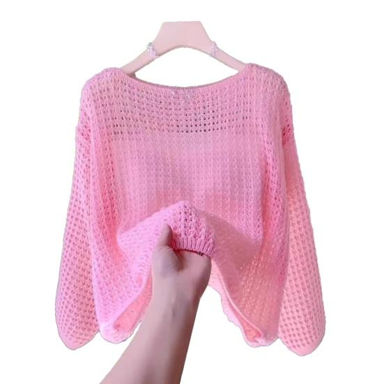 Women Tops Loose Fit One-Shoulder Hollow Knitted Long Sleeve Blouse Pure Color Summer Thin Tops Sun Protection Cover Up Blouse розовый
Women Tops Loose Fit One-Shoulder Hollow Knitted Long Sleeve Blouse Pure Color Summer Thin Tops Sun Protection Cover Up Blouse розовый