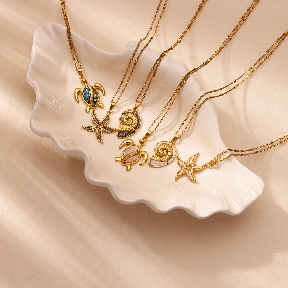 Stainless Steel Starfish Pendant Necklace for Women Gold Color Shell Charm Clavicle Chain Summer Beach Fashion Jewelry Gift 45cm
Stainless Steel Starfish Pendant Necklace for Women Gold Color Shell Charm Clavicle Chain Summer Beach Fashion Jewelry Gift 45cm