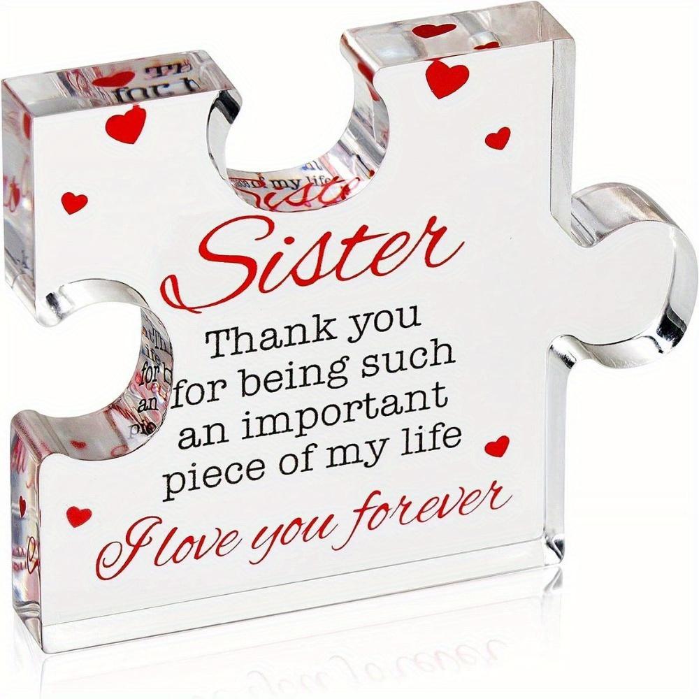 Engraved Sister Acrylic Puzzle. A cute birthday paperweight gift from sibling. чистый
Engraved Sister Acrylic Puzzle. A cute birthday paperweight gift from sibling. чистый