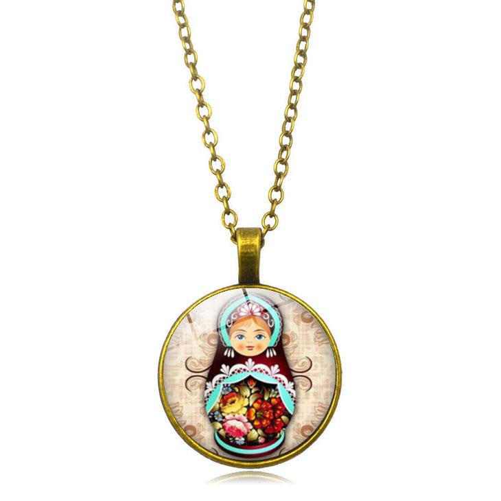Желание аксессуары Русская матрешка кукла время драгоценный камень ожерелье трансграничная подвеска ожерелье Европейские и американские аксессуары