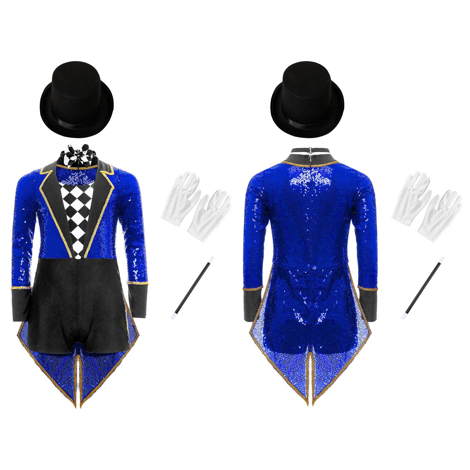 Kids Role Play Magic Show Costume: Complete Zipper Tailcoat Set with Checkerboard Sequins, Hat, Gloves & Prop Wand 5-6 Years королівський синій колір
Kids Role Play Magic Show Costume: Complete Zipper Tailcoat Set with Checkerboard Sequins, Hat, Gloves & Prop Wand 5-6 Years королівський синій колір