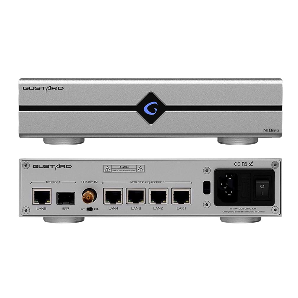 GUSTARD N18pro HIFI Audio Network Ports Fiber Optic Input BNC 10MHz Clock High Performance Network Switch for HiFi Audio Streaming Switch, 5Ethernet срібний
GUSTARD N18pro HIFI Audio Network Ports Fiber Optic Input BNC 10MHz Clock High Performance Network Switch for HiFi Audio Streaming Switch, 5Ethernet срібний