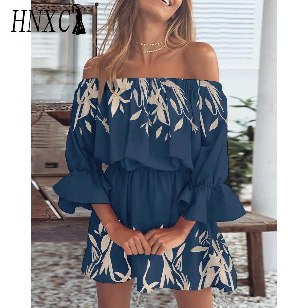 HNXC Жіноча міні-сукня з квітковим принтом, літня, сексуальна, з відкритими плечима, з розкльошеними рукавами, туніка, жіноча, повсякденна, бохо, пляжна сукня M темно-синього кольору
HNXC Жіноча міні-сукня з квітковим принтом, літня, сексуальна, з відкритими плечима, з розкльошеними рукавами, туніка, жіноча, повсякденна, бохо, пляжна сукня M темно-синього кольору