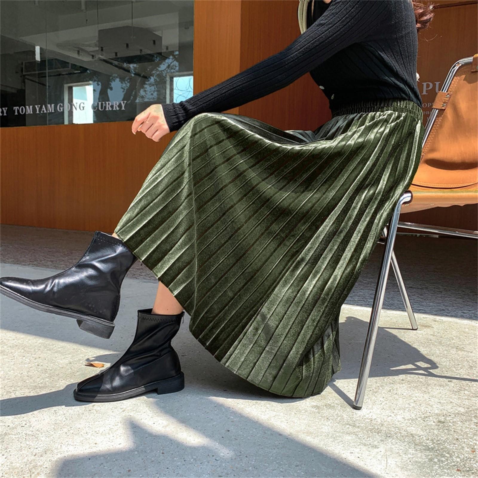 Women s Retro Literary Half Skirt Large Size Skirt Velvet A-line High Waist Long Skirt S зелений
Women s Retro Literary Half Skirt Large Size Skirt Velvet A-line High Waist Long Skirt S зелений