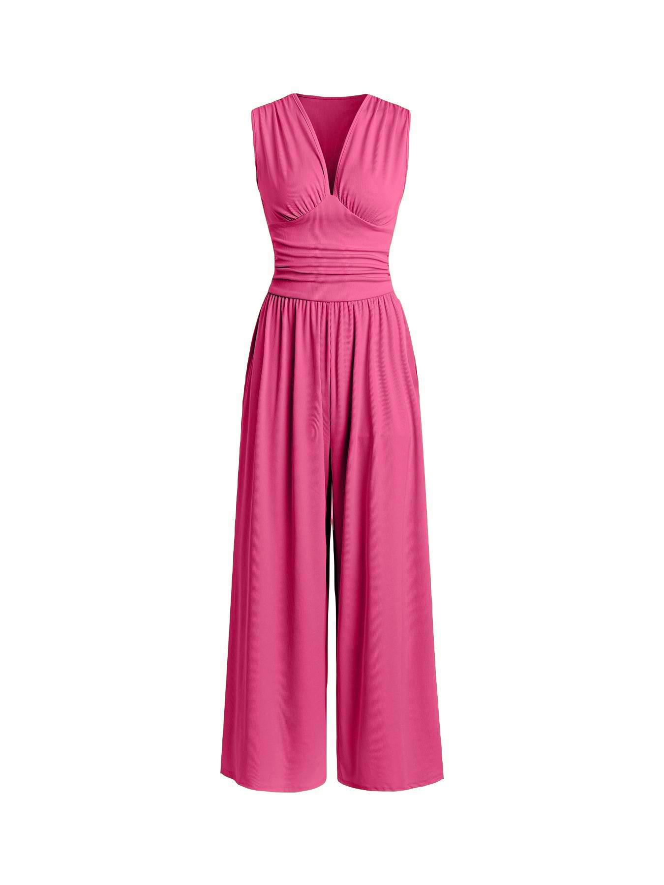 European Sleeveless Knit Jumpsuit with Loose Wide-Leg Pants Medium фуксія
European Sleeveless Knit Jumpsuit with Loose Wide-Leg Pants Medium фуксія