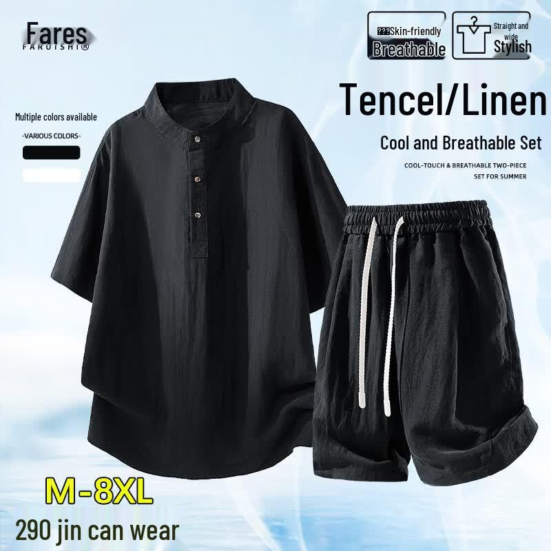 FARUISHI Men s Tencel Blend Summer Two-Piece Set L
FARUISHI Men s Tencel Blend Summer Two-Piece Set L