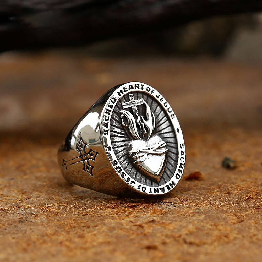 Vintage Catholic Stainless Steel Sacred Heart of Jesus Ring Unique Creative Letter Heart Shaped Cross Ring Men Jewelry Gift 13
Vintage Catholic Stainless Steel Sacred Heart of Jesus Ring Unique Creative Letter Heart Shaped Cross Ring Men Jewelry Gift 13