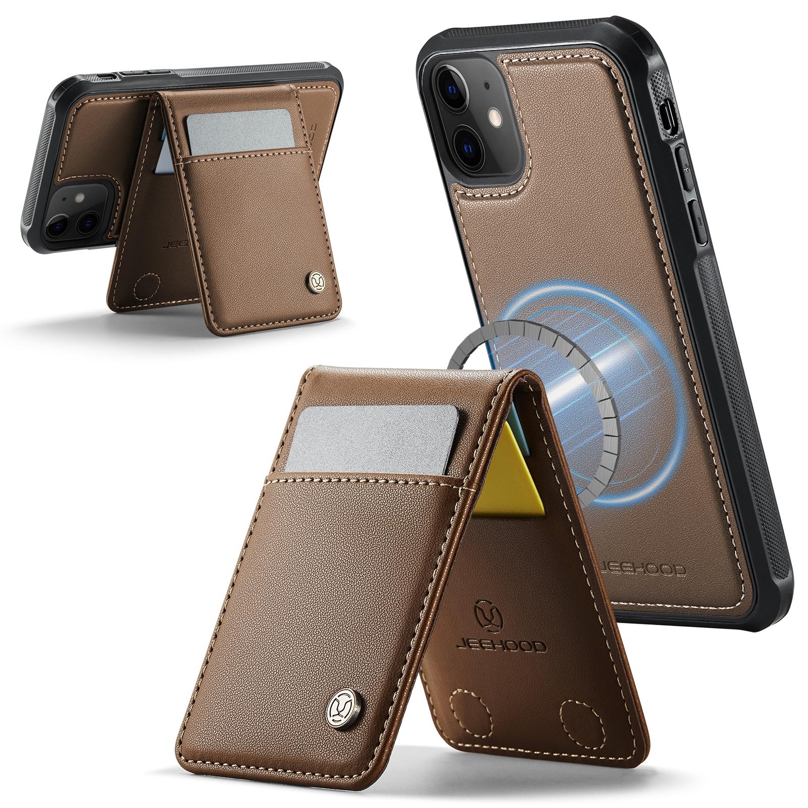 For iPhone 11 Leather Back Cover Compatible with MagSafe JEEHOOD J06 Phone Case with Card Bag RFID Blocking Brown
For iPhone 11 Leather Back Cover Compatible with MagSafe JEEHOOD J06 Phone Case with Card Bag RFID Blocking Brown