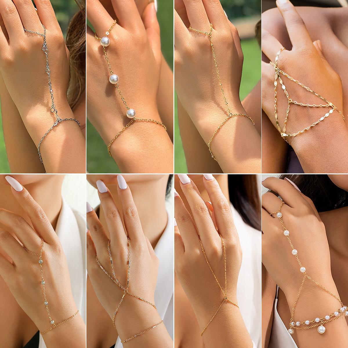Jewelry, beach chain imitation pearl metal jewelry, ethnic feng shui diamond finger bracelet for women Copper Chain
Jewelry, beach chain imitation pearl metal jewelry, ethnic feng shui diamond finger bracelet for women Copper Chain