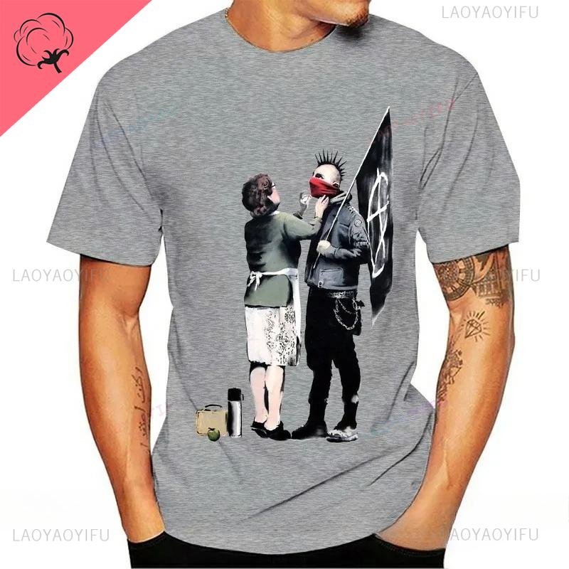Banksy Mom Anarchist Street Art Tshirt Street Art Marca De Moda Casual Cotton Shortsleeved Top 4XL
Banksy Mom Anarchist Street Art Tshirt Street Art Marca De Moda Casual Cotton Shortsleeved Top 4XL