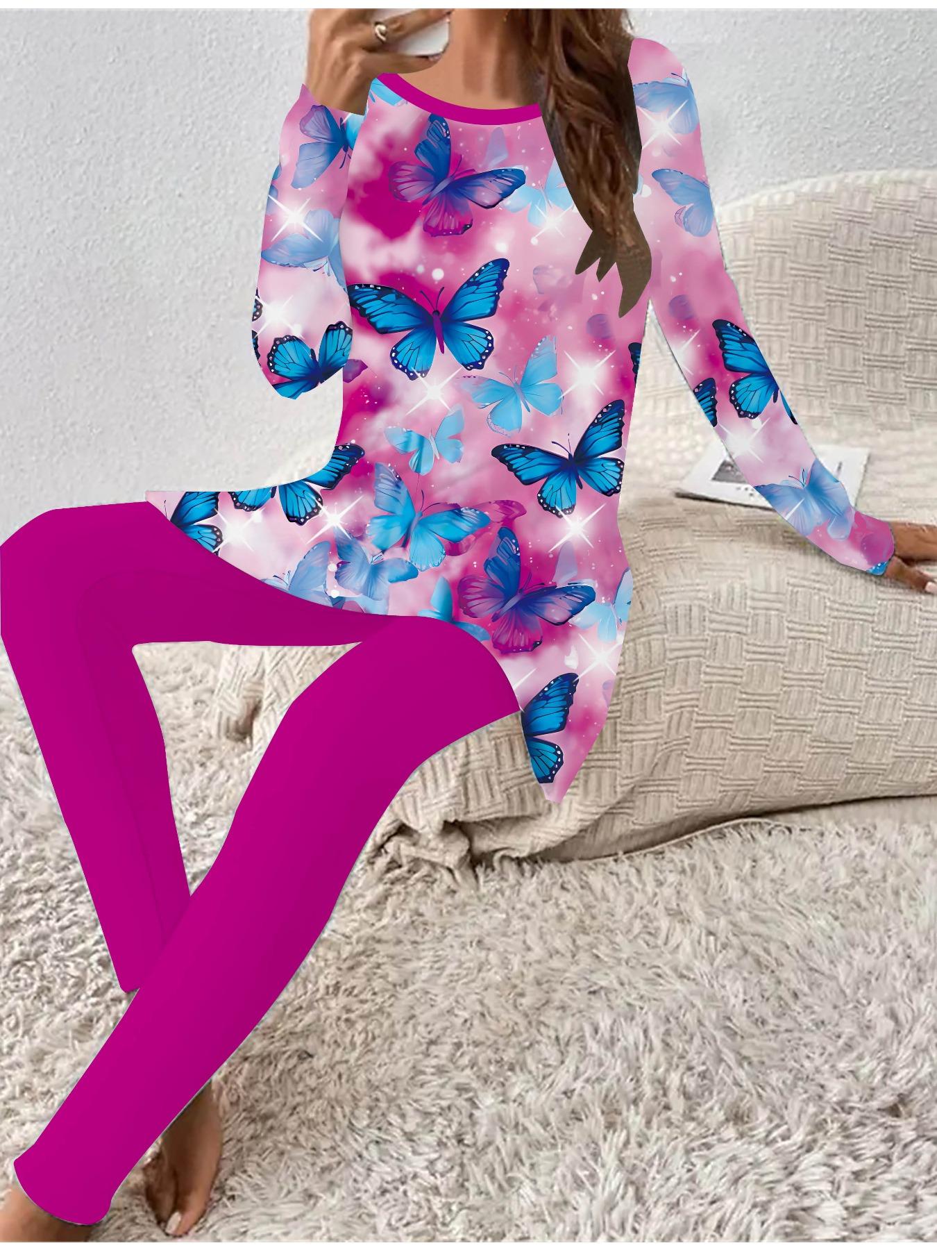 Euro-American Fashion 3D Butterfly Printed Women s Four-season Long-sleeved T-shirt + Long Pants Two-piece Set. Perfect Gift for New Year & Christmas 8XL рожевий
Euro-American Fashion 3D Butterfly Printed Women s Four-season Long-sleeved T-shirt + Long Pants Two-piece Set. Perfect Gift for New Year & Christmas 8XL рожевий