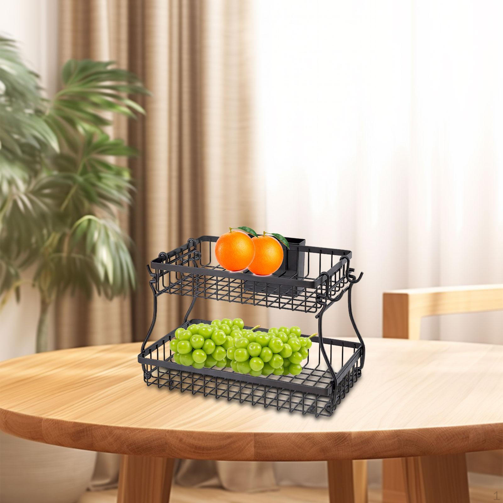 2-х уровневая кухонная корзина для фруктов и закусок, органайзер для хранения чёрный
2-х уровневая кухонная корзина для фруктов и закусок, органайзер для хранения чёрный