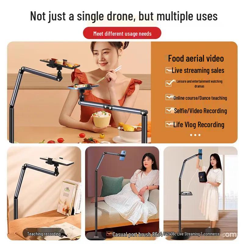 360° Rotating Floor-Stand Mobile Phone Holder for Live Streaming, Video Shooting, Overhead Shots, and Mirror Use 1.5m Dual Arm Upgrade
360° Rotating Floor-Stand Mobile Phone Holder for Live Streaming, Video Shooting, Overhead Shots, and Mirror Use 1.5m Dual Arm Upgrade
