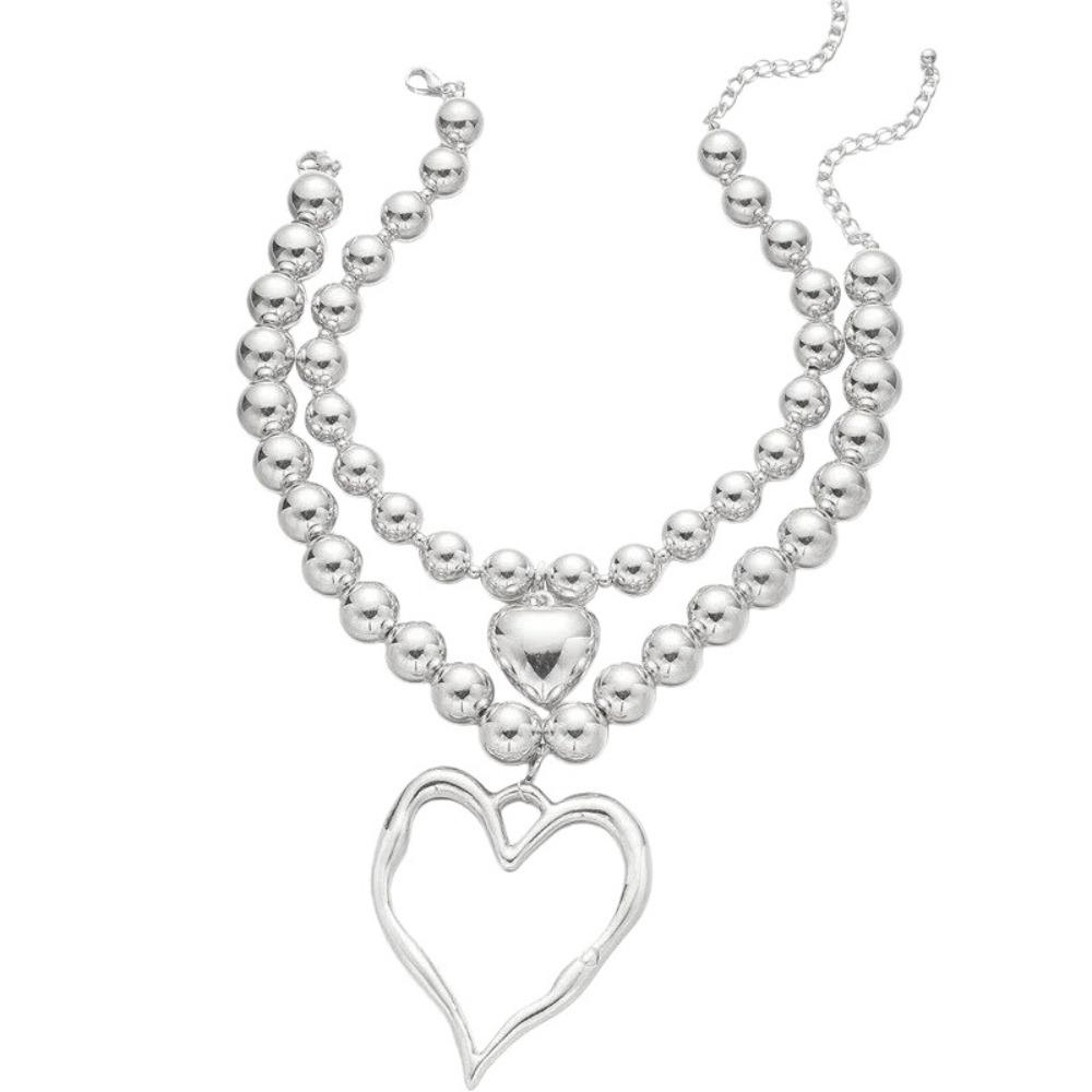 Exaggerated Big Heart Pendant Necklace Adjustable Aesthetic CCB Ball Beads Necklace Vintage Hollow Heart Double-layer Choker срібний
Exaggerated Big Heart Pendant Necklace Adjustable Aesthetic CCB Ball Beads Necklace Vintage Hollow Heart Double-layer Choker срібний