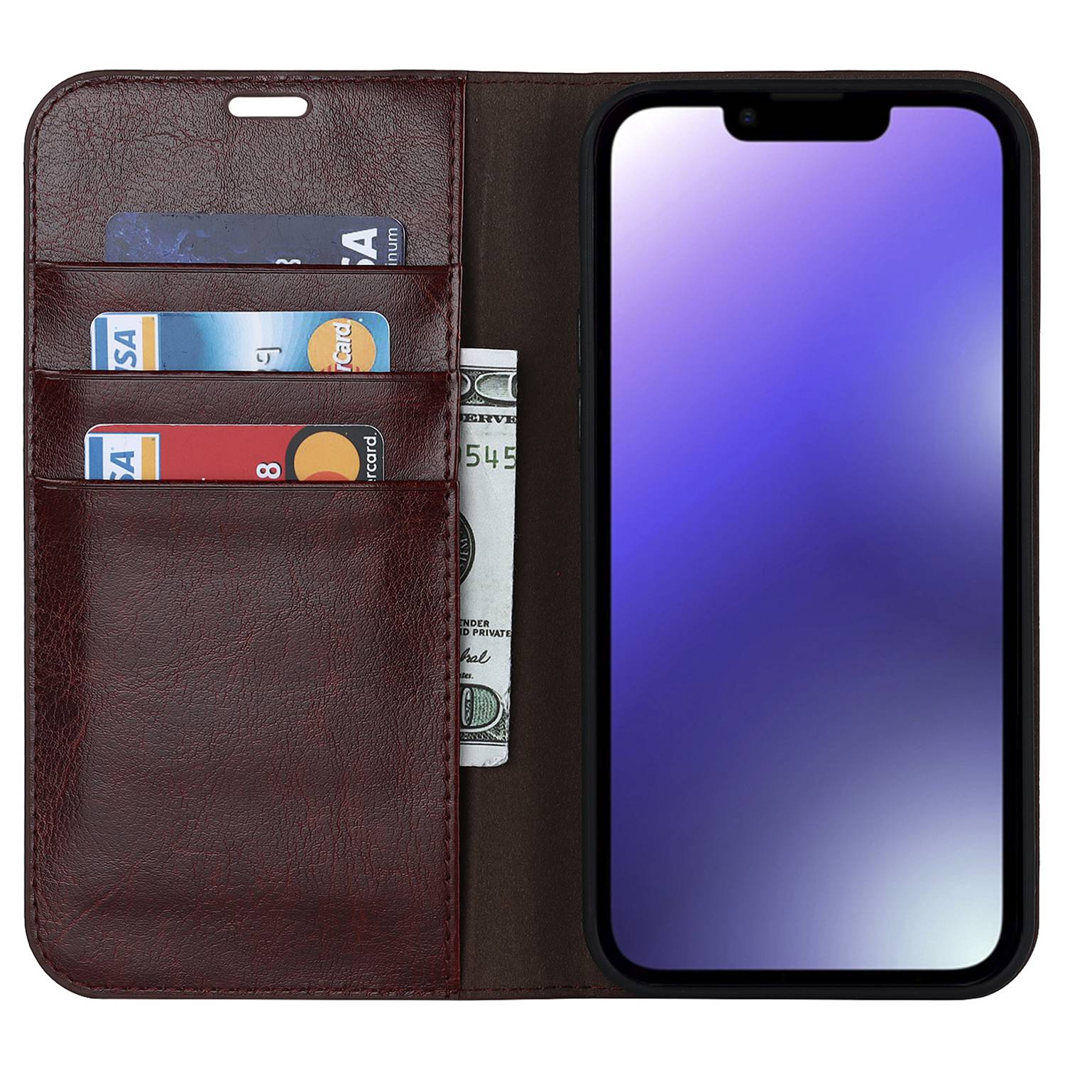 For iPhone 14 Plus Crazy Horse Texture Genuine Leather Wallet Case Stand Magnetic Auto-absorbed Folio Cover Dark Brown
For iPhone 14 Plus Crazy Horse Texture Genuine Leather Wallet Case Stand Magnetic Auto-absorbed Folio Cover Dark Brown