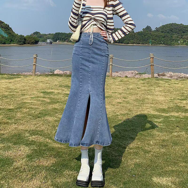 High Waist Plus Size Denim Fishtail Skirt for Women - Spring/Autumn 4XL светло-синий
High Waist Plus Size Denim Fishtail Skirt for Women - Spring/Autumn 4XL светло-синий