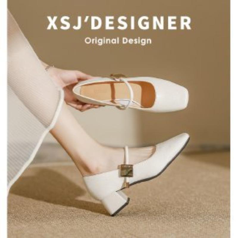 Soft leather square head thick heel Mary Jane shoes, new French retro one-word buckle belt soft leather medium and high heel single shoes women 35
Soft leather square head thick heel Mary Jane shoes, new French retro one-word buckle belt soft leather medium and high heel single shoes women 35