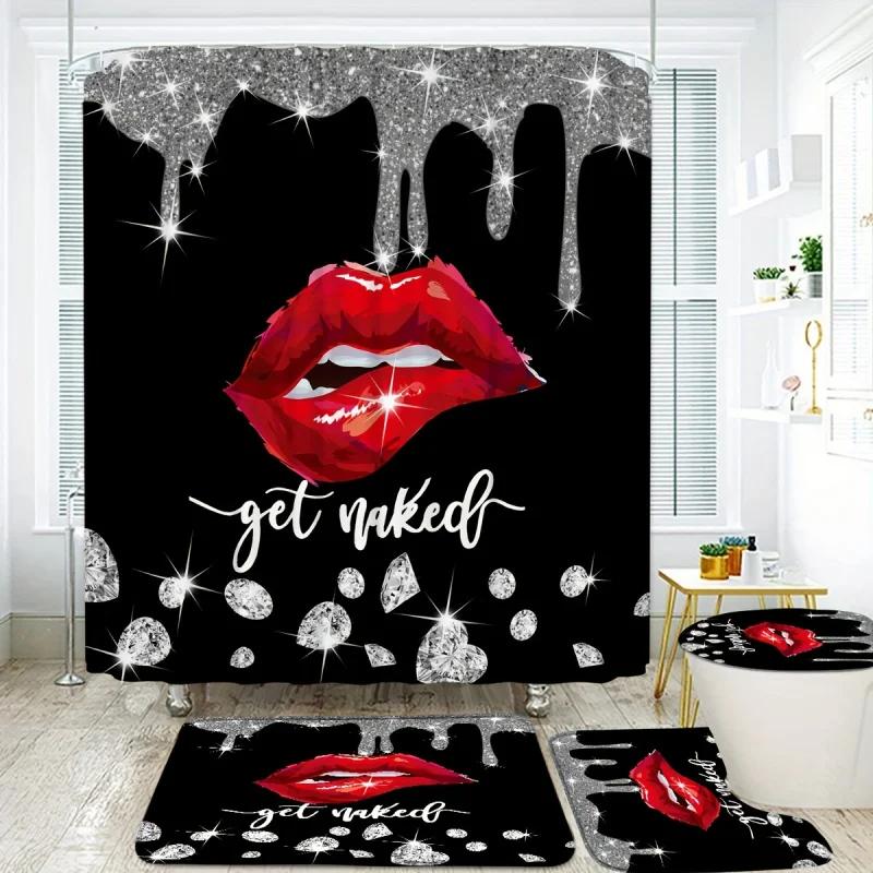 Red Lips Diamond Print Shower Curtain Set With 12 Hooks - Water-Resistant Polyester Bathroom Decor, Curtain Wit W60H190(CM)-1 Pcs
Red Lips Diamond Print Shower Curtain Set With 12 Hooks - Water-Resistant Polyester Bathroom Decor, Curtain Wit W60H190(CM)-1 Pcs