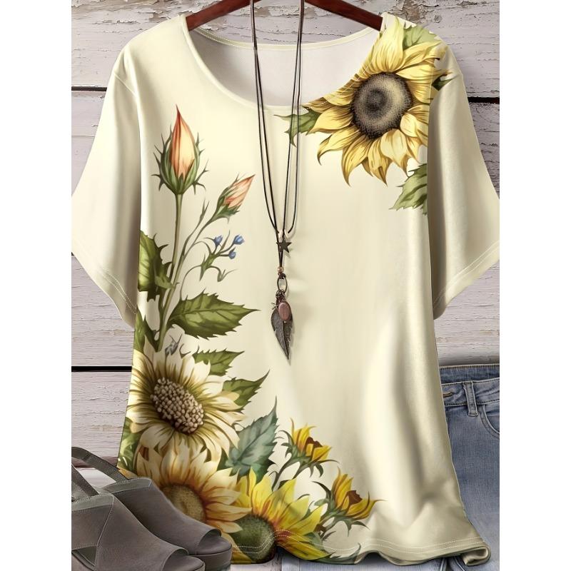 Plus Size Women s Sunflower Print Short Sleeve Crew Neck Casual T-Shirt, Accessories Not Included 8XL
Plus Size Women s Sunflower Print Short Sleeve Crew Neck Casual T-Shirt, Accessories Not Included 8XL