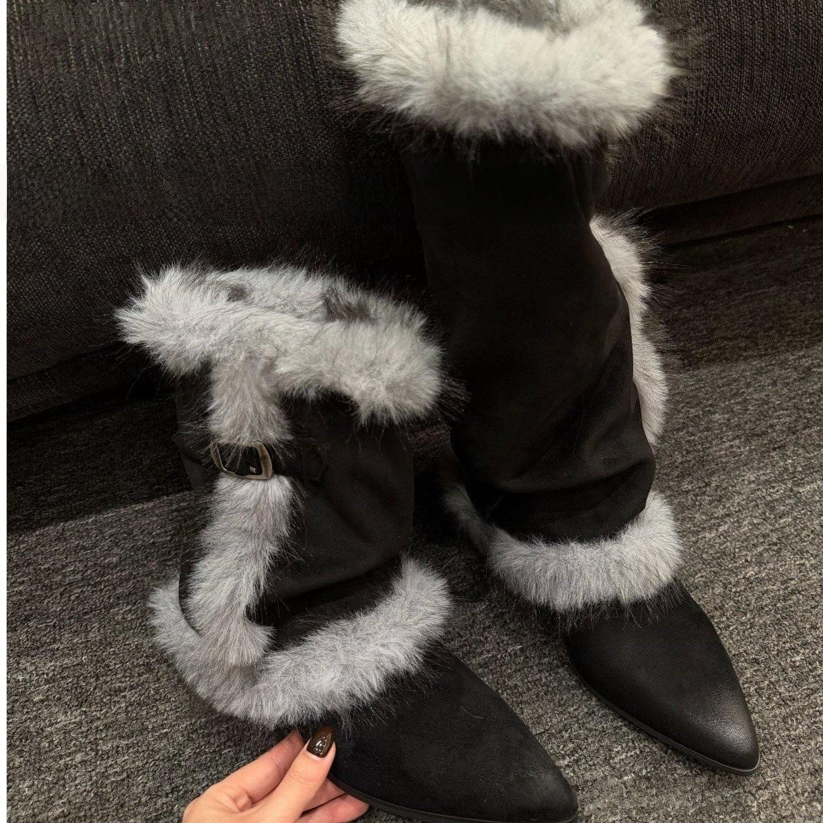 First encounter season pointed belt buckle velvet high snow boots female hottie warm fluffy long boots cotton shoes 40
First encounter season pointed belt buckle velvet high snow boots female hottie warm fluffy long boots cotton shoes 40