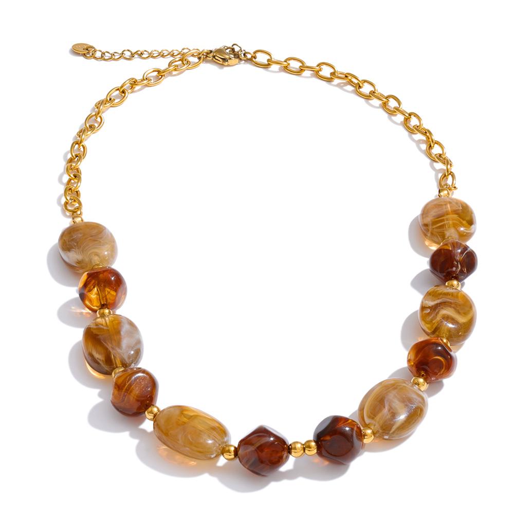 Yhpup Stainless Steel Resin Beads Chain Statement Necklace Waterproof PVD Plated Handmade Attractive Neck Jewelry Accessories
Yhpup Stainless Steel Resin Beads Chain Statement Necklace Waterproof PVD Plated Handmade Attractive Neck Jewelry Accessories