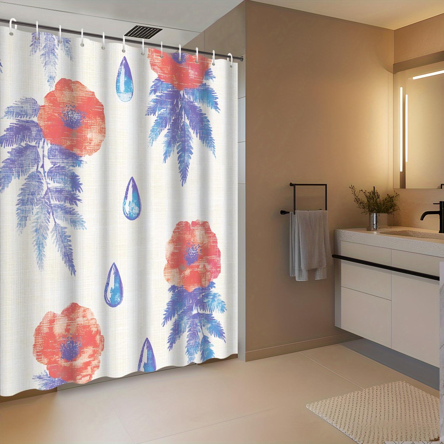 Red Floral & Blue Teardrop Curtain - Water-Resistant, 12 Hooks, Machine Washable, Art Bath Decor W90XH180cm
Red Floral & Blue Teardrop Curtain - Water-Resistant, 12 Hooks, Machine Washable, Art Bath Decor W90XH180cm