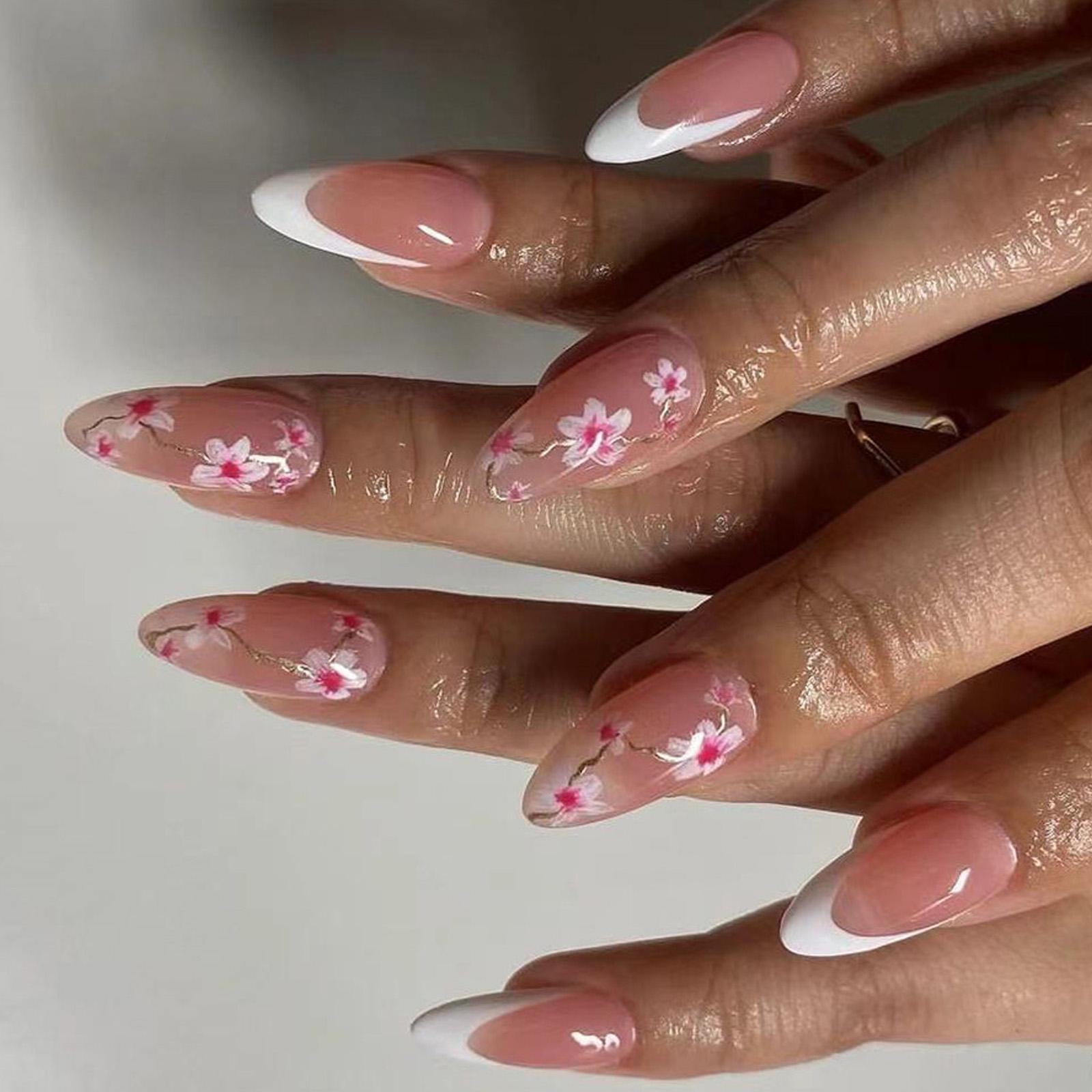 24 шт. Средние миндалевидные накладные ногти с цветами, искусственные ногти, французский кончик, наклейки для ногтей, глянцевые накладные ногти для женщин
24 шт. Средние миндалевидные накладные ногти с цветами, искусственные ногти, французский кончик, наклейки для ногтей, глянцевые накладные ногти для женщин