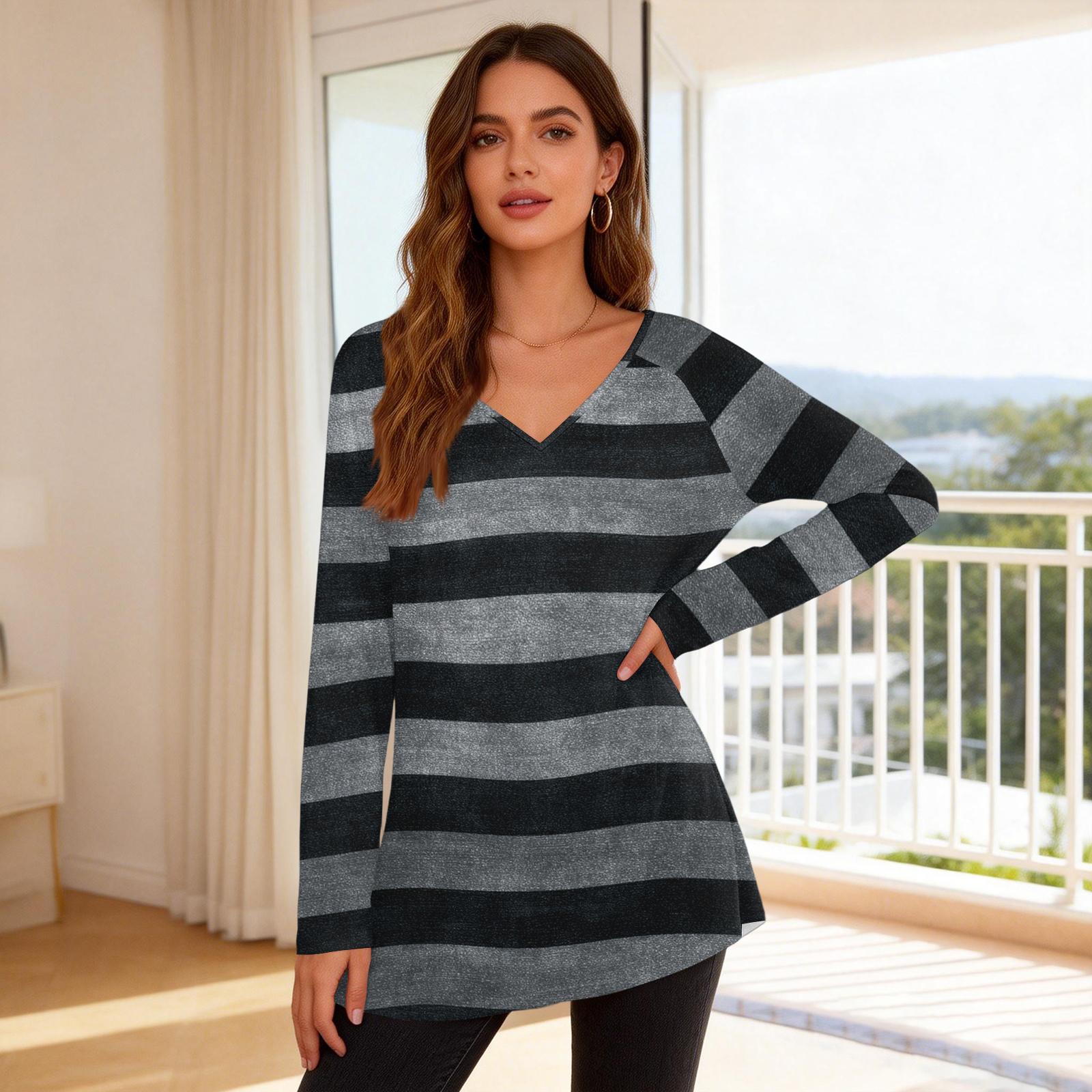 Women s Fashionable Casual Long-Sleeved Striped Print V-Neck Mid-Length Top M чорний
Women s Fashionable Casual Long-Sleeved Striped Print V-Neck Mid-Length Top M чорний