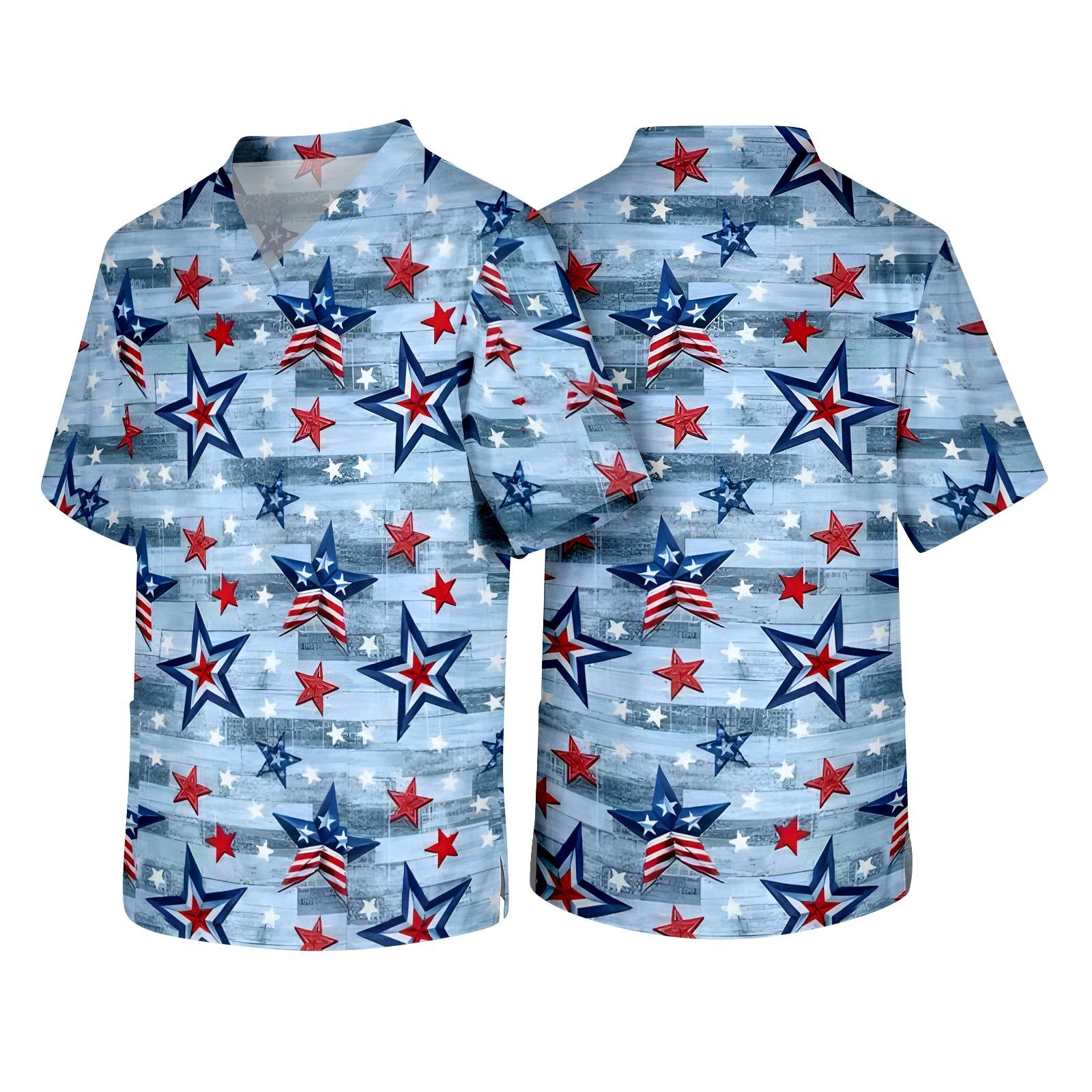 Men s V Neck Medical Scrub Top with Chest Pocket Independence Day Themed Print Short Sleeve Work Shirt for Healthcare Professionals L
Men s V Neck Medical Scrub Top with Chest Pocket Independence Day Themed Print Short Sleeve Work Shirt for Healthcare Professionals L