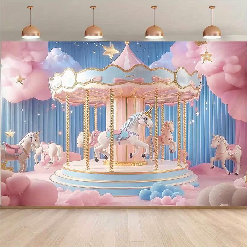2D Pink Blue Unicorn Carousel Tapestry, Dreamy Merry-Go-Round Background 47.2x31.5inch/120*80cm
2D Pink Blue Unicorn Carousel Tapestry, Dreamy Merry-Go-Round Background 47.2x31.5inch/120*80cm
