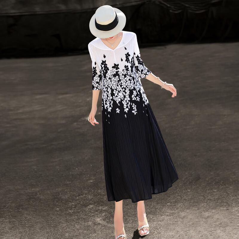 Lanseer Elegant Printed Colorblock Pleated Midi Dress One Size
Lanseer Elegant Printed Colorblock Pleated Midi Dress One Size