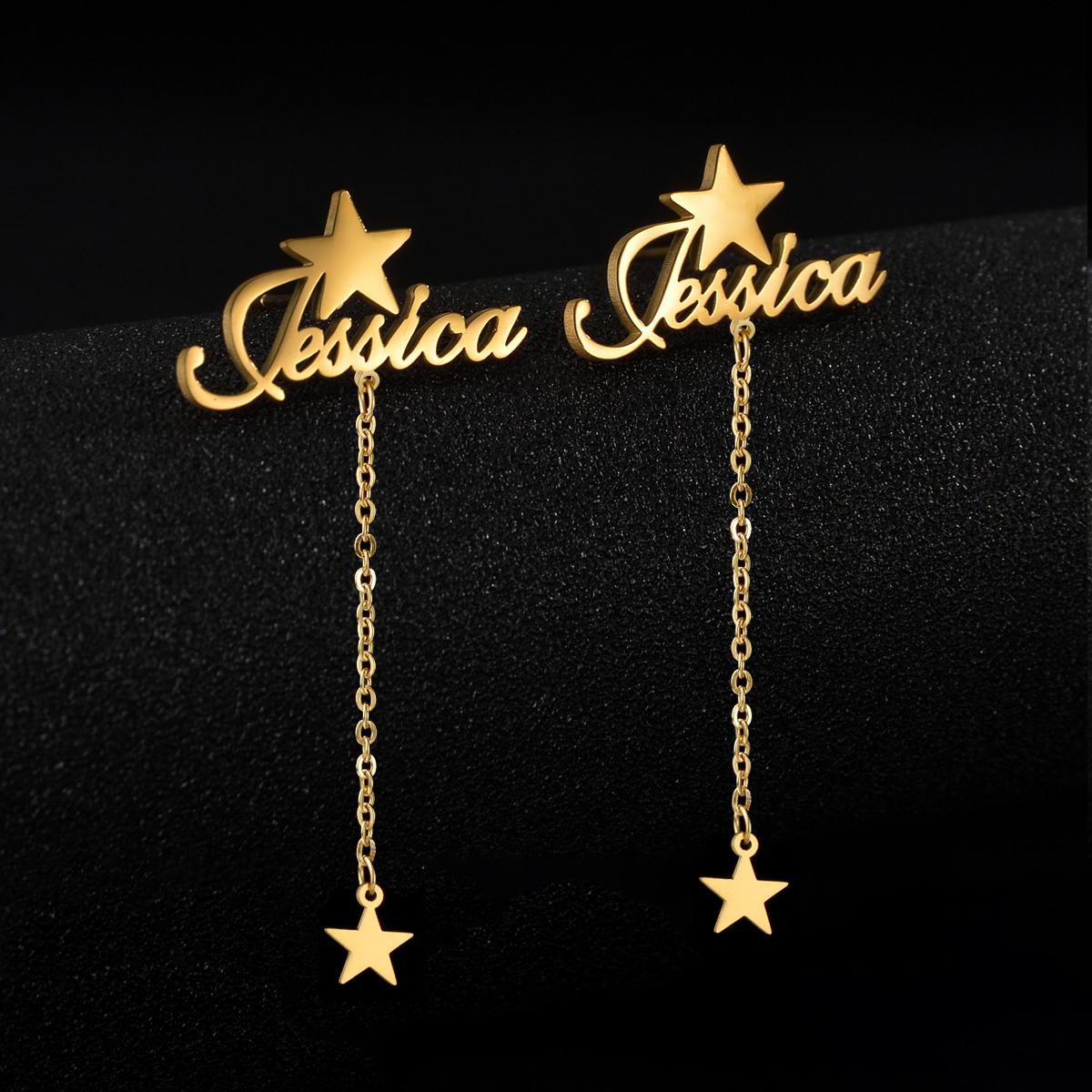 Atoztide Personalized Custom Name Stud Earrings for Women Stainless Steel With Chain Constellation Heart Letter Jewelry Gift silver color звезда
Atoztide Personalized Custom Name Stud Earrings for Women Stainless Steel With Chain Constellation Heart Letter Jewelry Gift silver color звезда