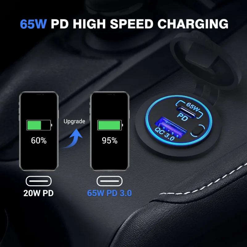 83W 12V USB Outlet Laptop Charger 65W USB-C PD3.0 & 18W QC3.0 USB Port Socket Waterproof with Power Switch for RV Car Motorcycle
83W 12V USB Outlet Laptop Charger 65W USB-C PD3.0 & 18W QC3.0 USB Port Socket Waterproof with Power Switch for RV Car Motorcycle