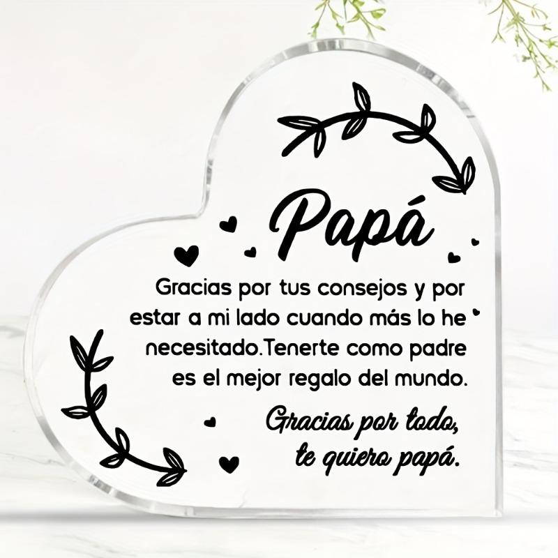 2D Flat Spanish Inscription Heart-Shaped Acrylic Desktop Decorative Plaque, Spanish Dad Gift, Suitable for Wall Decoration, Porch, Room, Villa, Accent 10*10CM
2D Flat Spanish Inscription Heart-Shaped Acrylic Desktop Decorative Plaque, Spanish Dad Gift, Suitable for Wall Decoration, Porch, Room, Villa, Accent 10*10CM