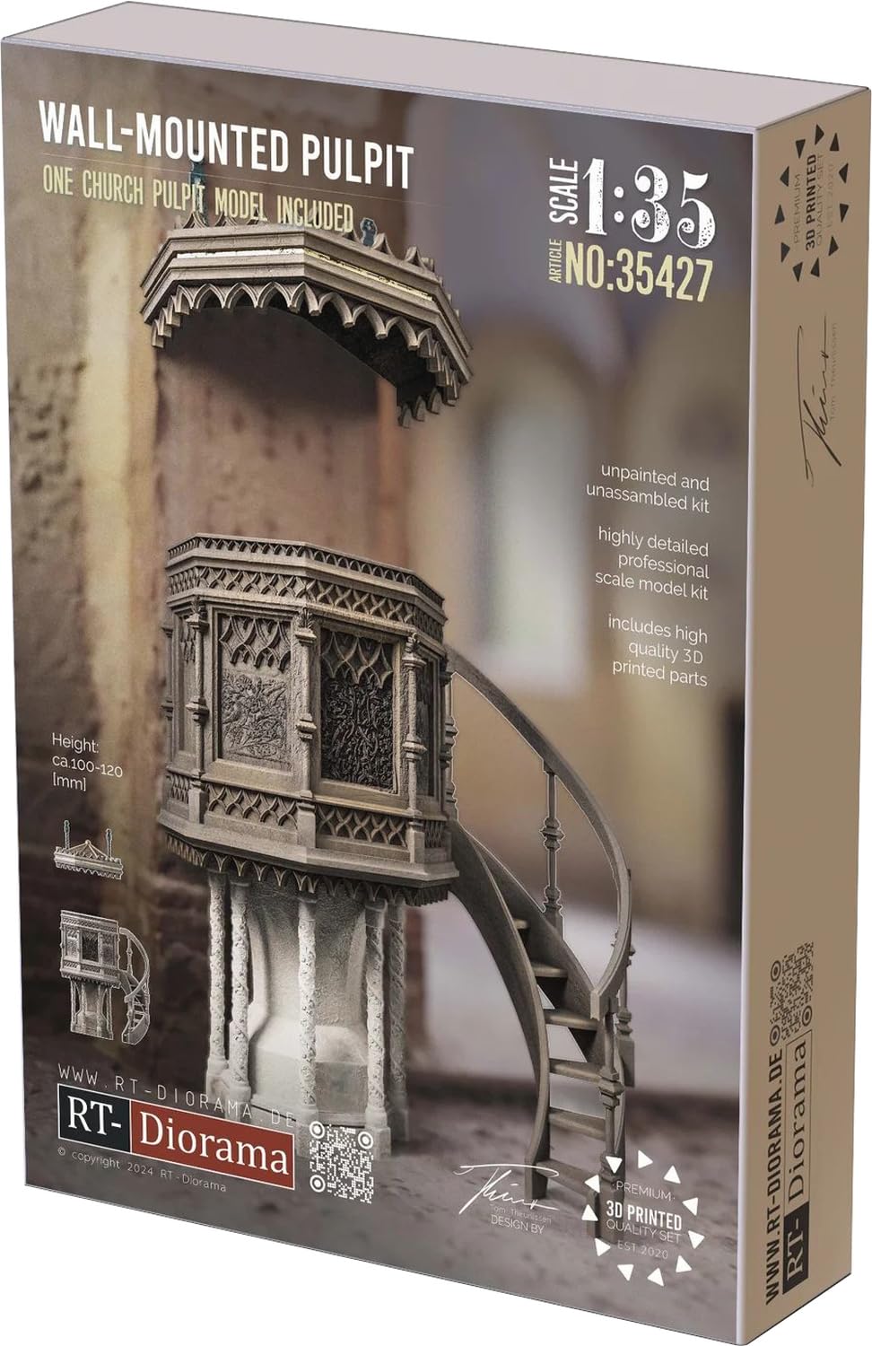 RT Diorama Pulpit Miniature Accessory RTD35427 1/35 Wall-Mounted (Scenery)
RT Diorama Pulpit Miniature Accessory RTD35427 1/35 Wall-Mounted (Scenery)