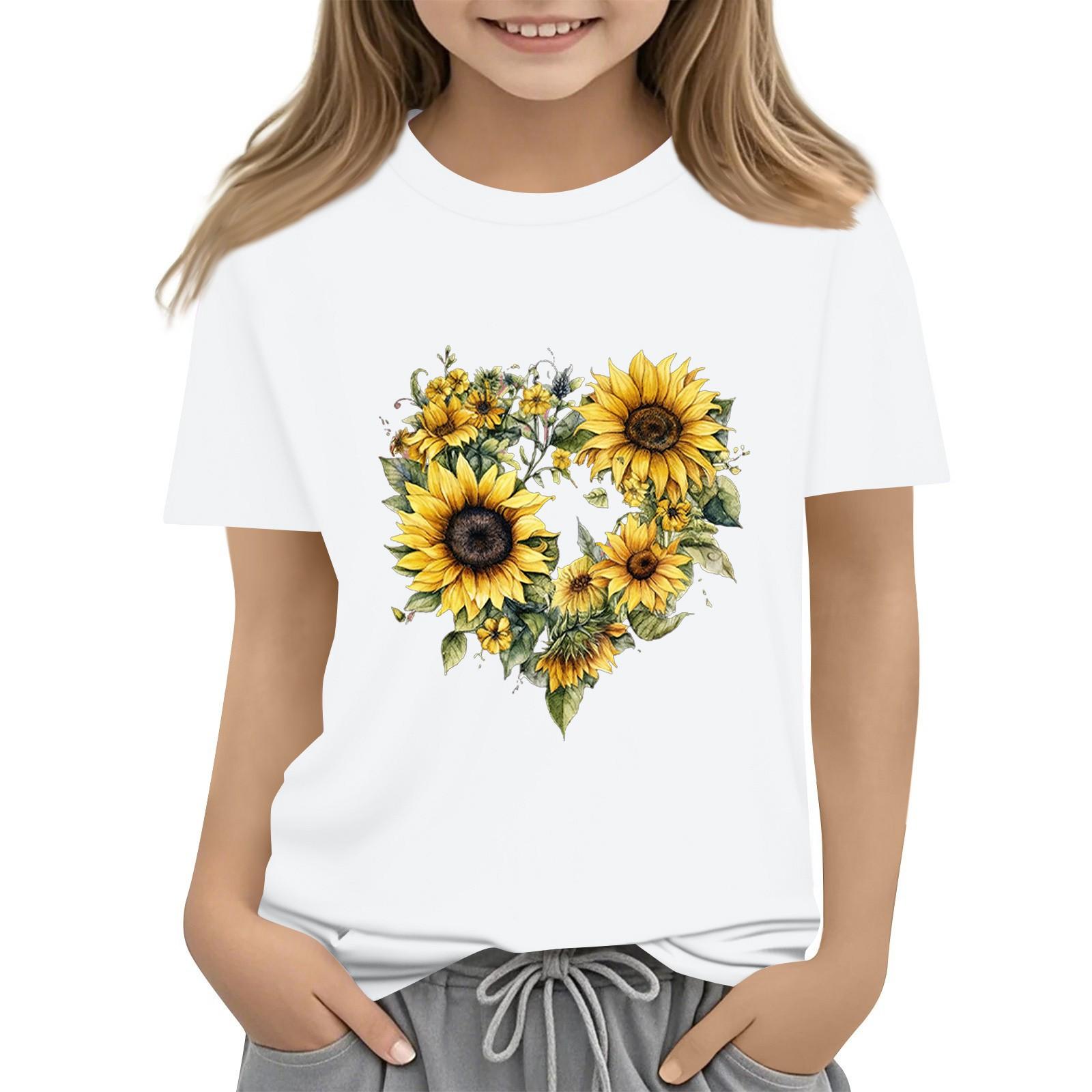 Summer Kids Round Neck Top Sunflower Short Sleeve T-shirt Top 120 білий
Summer Kids Round Neck Top Sunflower Short Sleeve T-shirt Top 120 білий