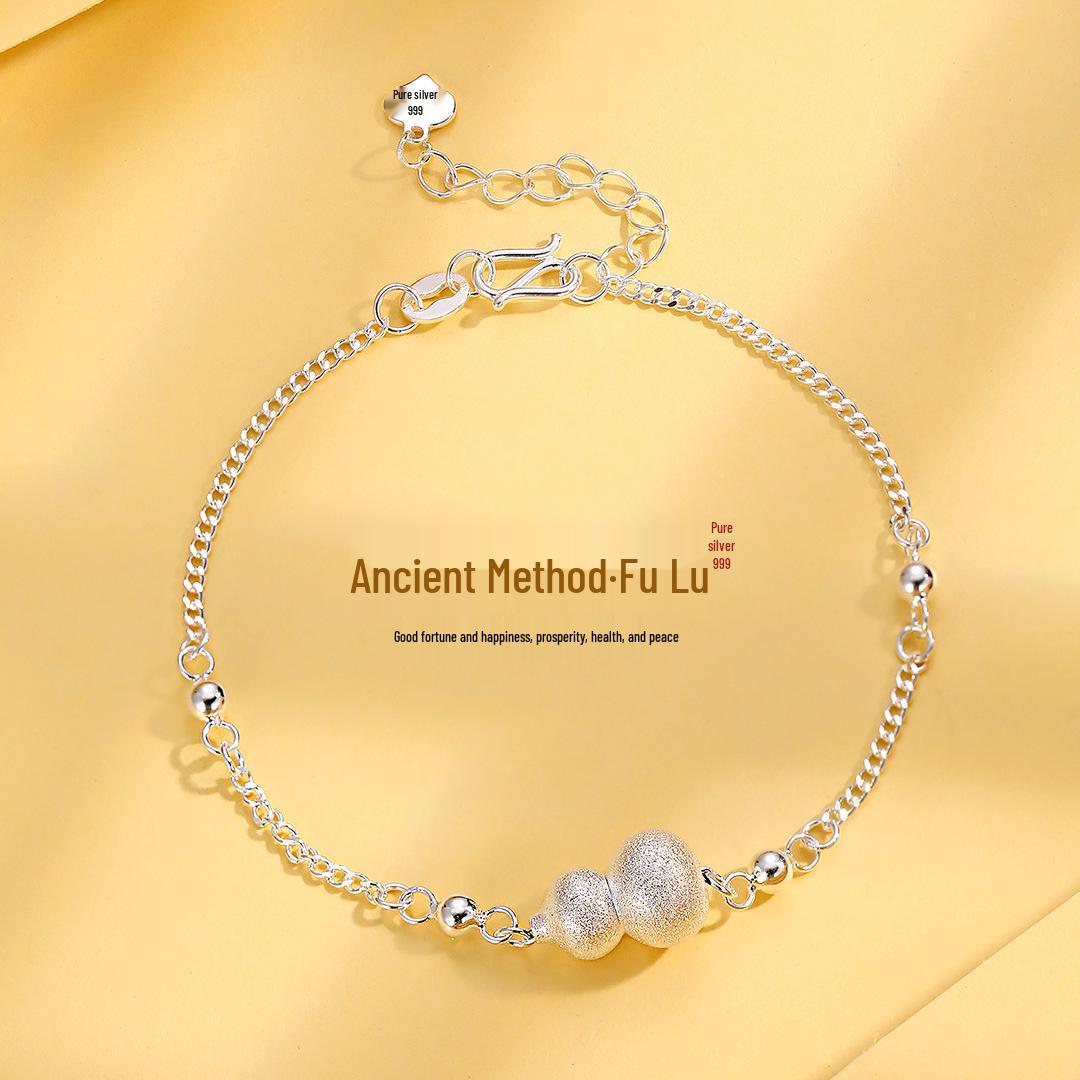 Women s 999 Sterling Silver Bracelet: Ancient Sand Gourd Design, Fu Lu Charm, Luxurious New Chinese Style, Perfect Birthday Gift. 999 Sterling Silver SL012504
Women s 999 Sterling Silver Bracelet: Ancient Sand Gourd Design, Fu Lu Charm, Luxurious New Chinese Style, Perfect Birthday Gift. 999 Sterling Silver SL012504