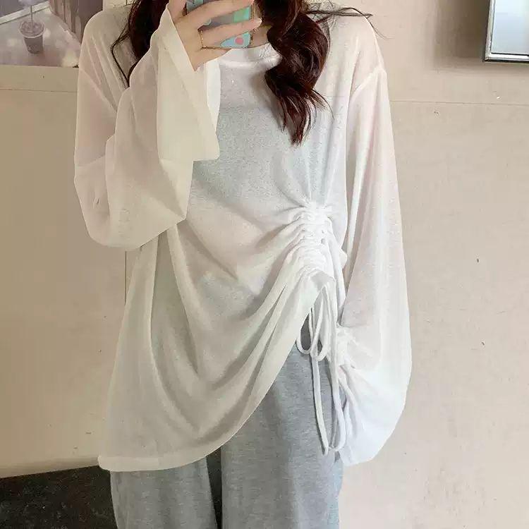 Дышащий солнцезащитный пуловер с длинным рукавом из ледяного шелка - Женская летняя футболка свободного кроя с кулиской 2025 M for 40-50kg белый
Дышащий солнцезащитный пуловер с длинным рукавом из ледяного шелка - Женская летняя футболка свободного кроя с кулиской 2025 M for 40-50kg белый