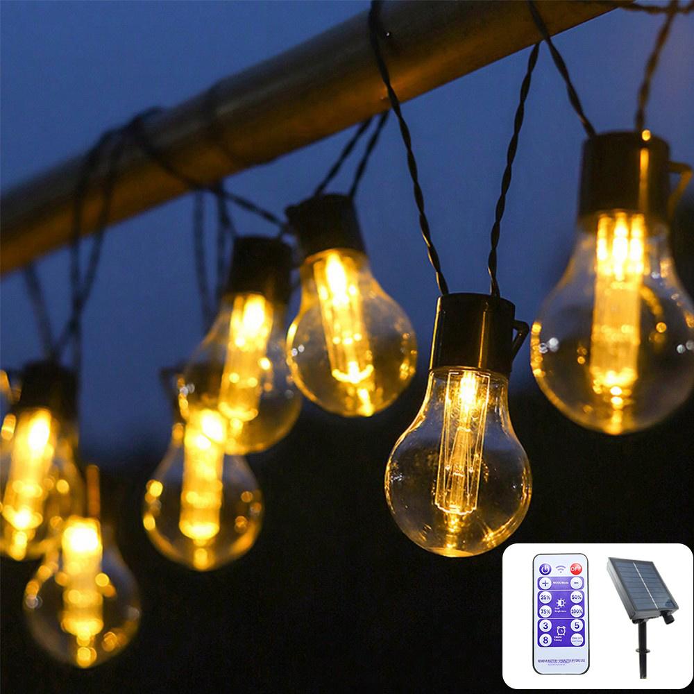 9m 20-Light Solar Powered Edison Bulb String Light Waterproof Yard Garden Light with Remote Control A
9m 20-Light Solar Powered Edison Bulb String Light Waterproof Yard Garden Light with Remote Control A