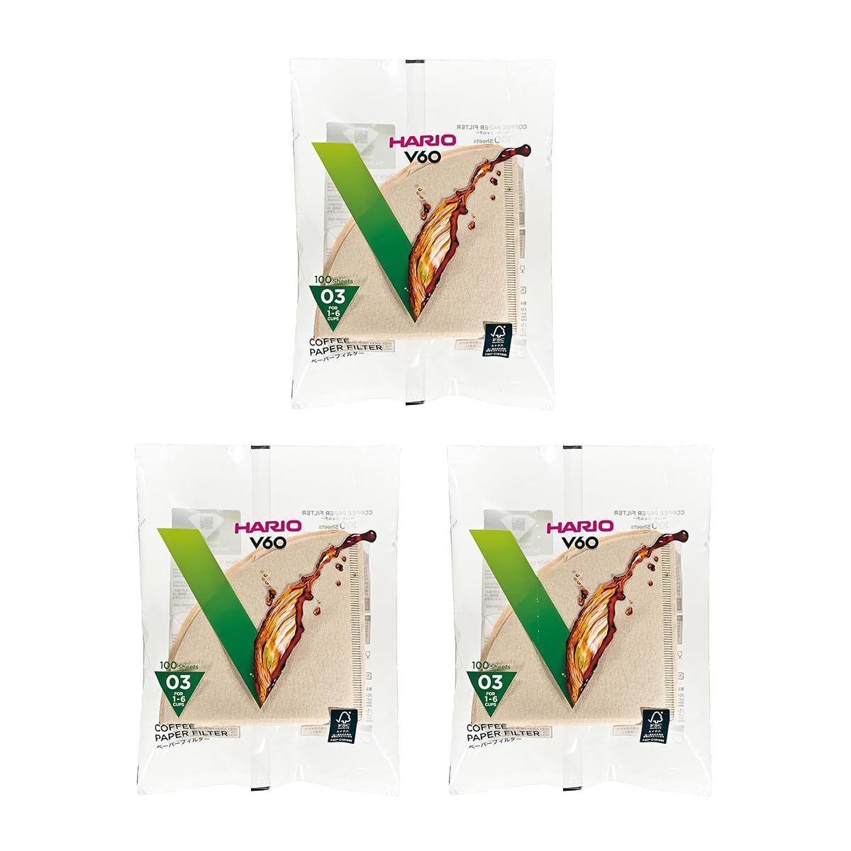 Hario Genuine Product Paper Filter Compatible with 03 Size 1 to 6 300 Pieces Piece Pack x 3 Piece for V60 Coffee Dripper Brown Hisarashi VCF-03-100M
Hario Genuine Product Paper Filter Compatible with 03 Size 1 to 6 300 Pieces Piece Pack x 3 Piece for V60 Coffee Dripper Brown Hisarashi VCF-03-100M