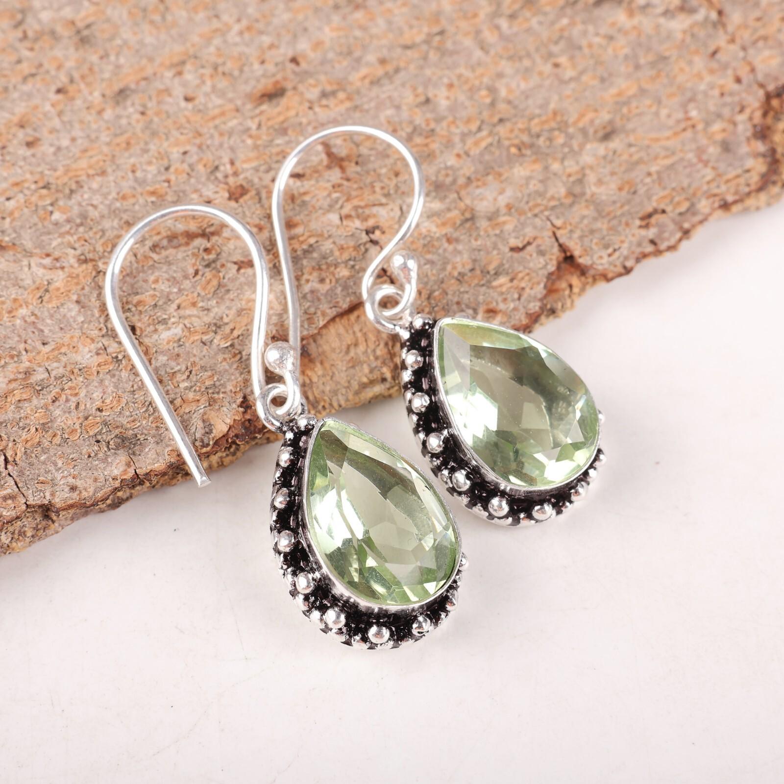 Green Amethyst Gemstone 925 Sterling Silver Jewelry Drop/Dangle Earrings 1.41 EE-97-13
Green Amethyst Gemstone 925 Sterling Silver Jewelry Drop/Dangle Earrings 1.41 EE-97-13